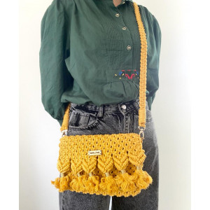 Macrame Mustard Sling Bag Boho Style - Kambo Knots